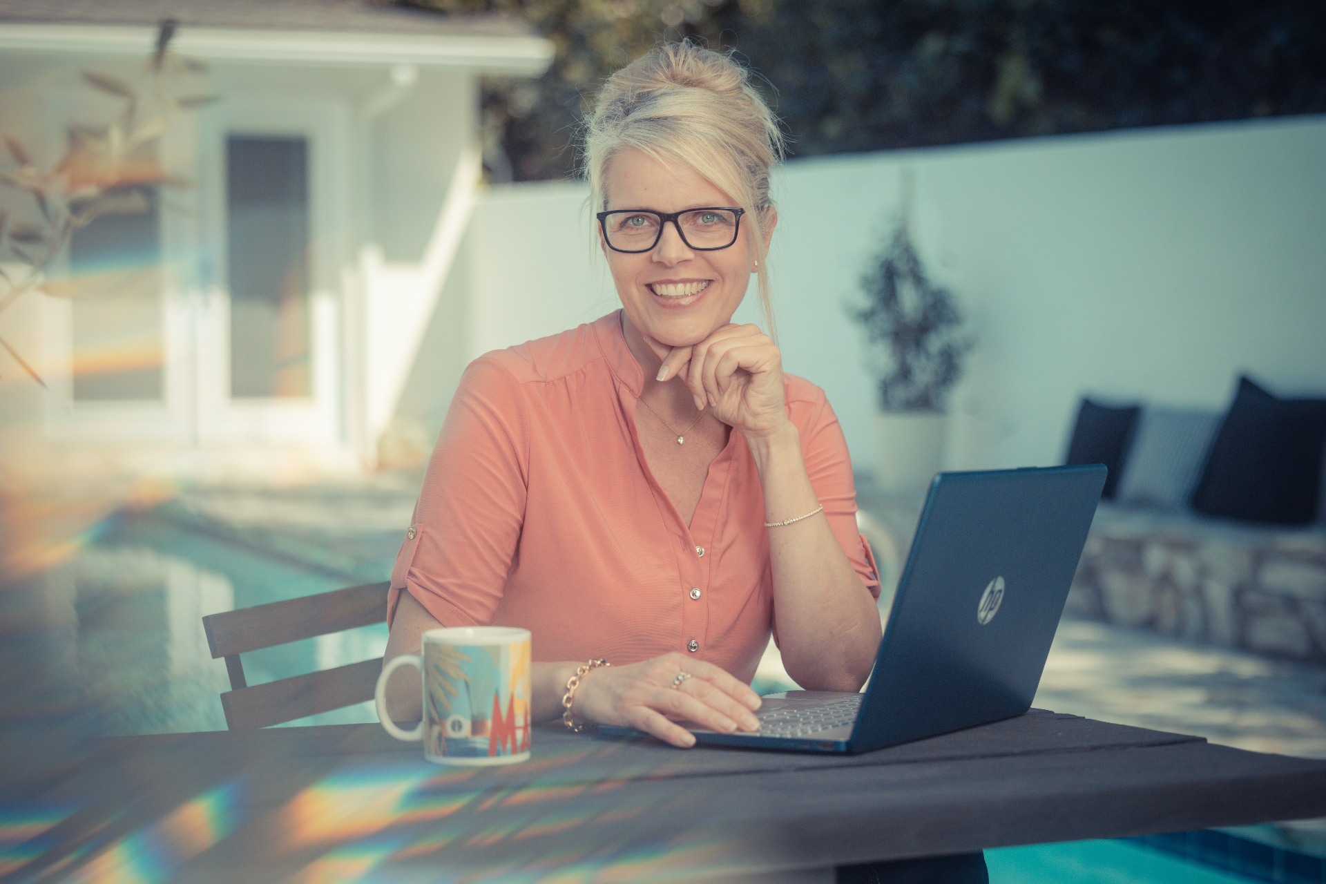 Brain Biscuit founder working from her home office