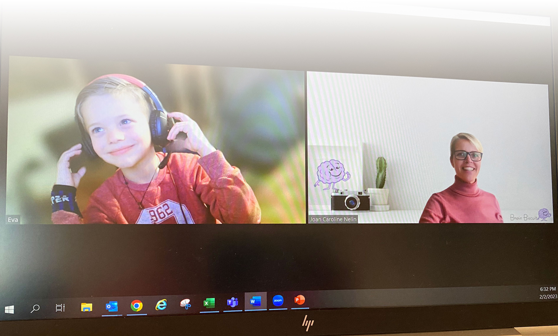 Native Danish teacher on a live online class with a young student